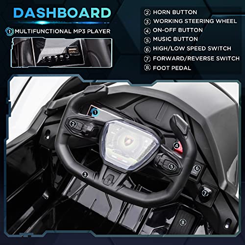 Aosom 12V Electric Ride-On Car, Licensed Lamborghini V12 Vision Gran Turismo Battery-Powered Ride-On Toy With Remote Control, Bluetooth, Music, Led Lights, For 3-6 Year Old Boys And Girls, White #TOP27