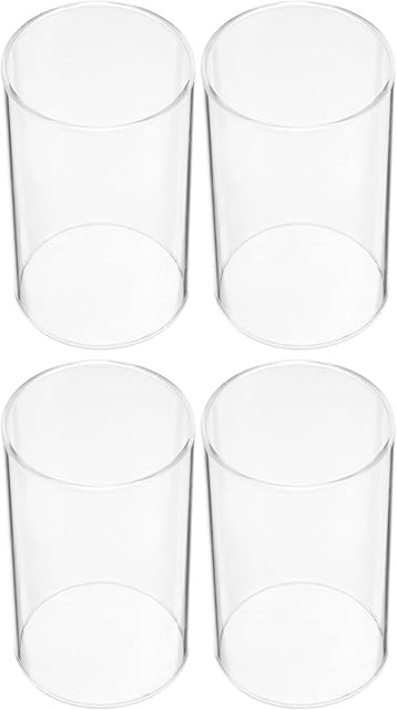 FOMIYES Hurricanes Candle Holder Sleeve: 4pcs Clear Glass Cylinder Candleholder Open Both Ends Chimney Tube Open Ended Led Candle Shade Christmas Wedding Table Centerpiece Decor 10cm* 6cm
