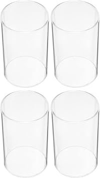 FOMIYES Transparent Glass Candle Lampshade Cylinder Windproof Candle Cover 4-Pack Clear Glass Chimney Tube for Home Decor Wedding and Holiday Table Centerpiece 4X4X2.4 Inches