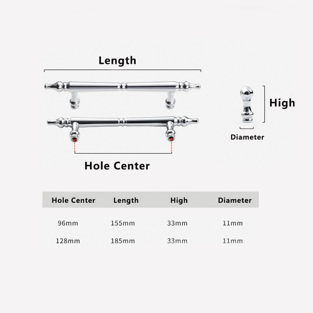 5 Pack 5 Inch Hole Center Polished Chrome Cabinet Pulls, Solid Zinc Alloy Drawer Handles 185mm Total Length Modern Furniture Hardware for Bathroom Kitchen Wardrobe,Include Mounting Screws