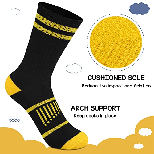 Comfoex Boys Crew Socks Athletic Half Cushioned Calf Socks For Big Little Kids 4-10 Years Old 6 Pairs2
