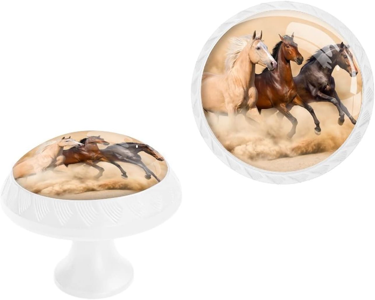 6 Pack Black Drawer Pulls Knobs, Running Horses Crystal Glass Dresser Knobs for Kitchen Bathroom Hardware