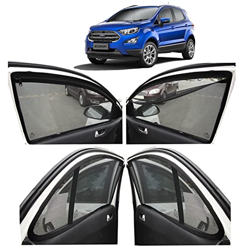 Image of Autofact Magnetic Car Sunshades Compatible with Ford Ecosport (Set of 4) - Easy Installation, UV Protection, Keeps Car Cool (Front 2 with Zippers for Easy Access, Rear 2 Without Zippers)