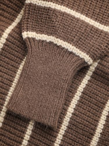 CIDER Zip Up Cardigans for Women Fall Trendy Long Sleeve Chunky Cardigan Knit Open Front Collared Zipper Cardigan 2024: Brown, S3