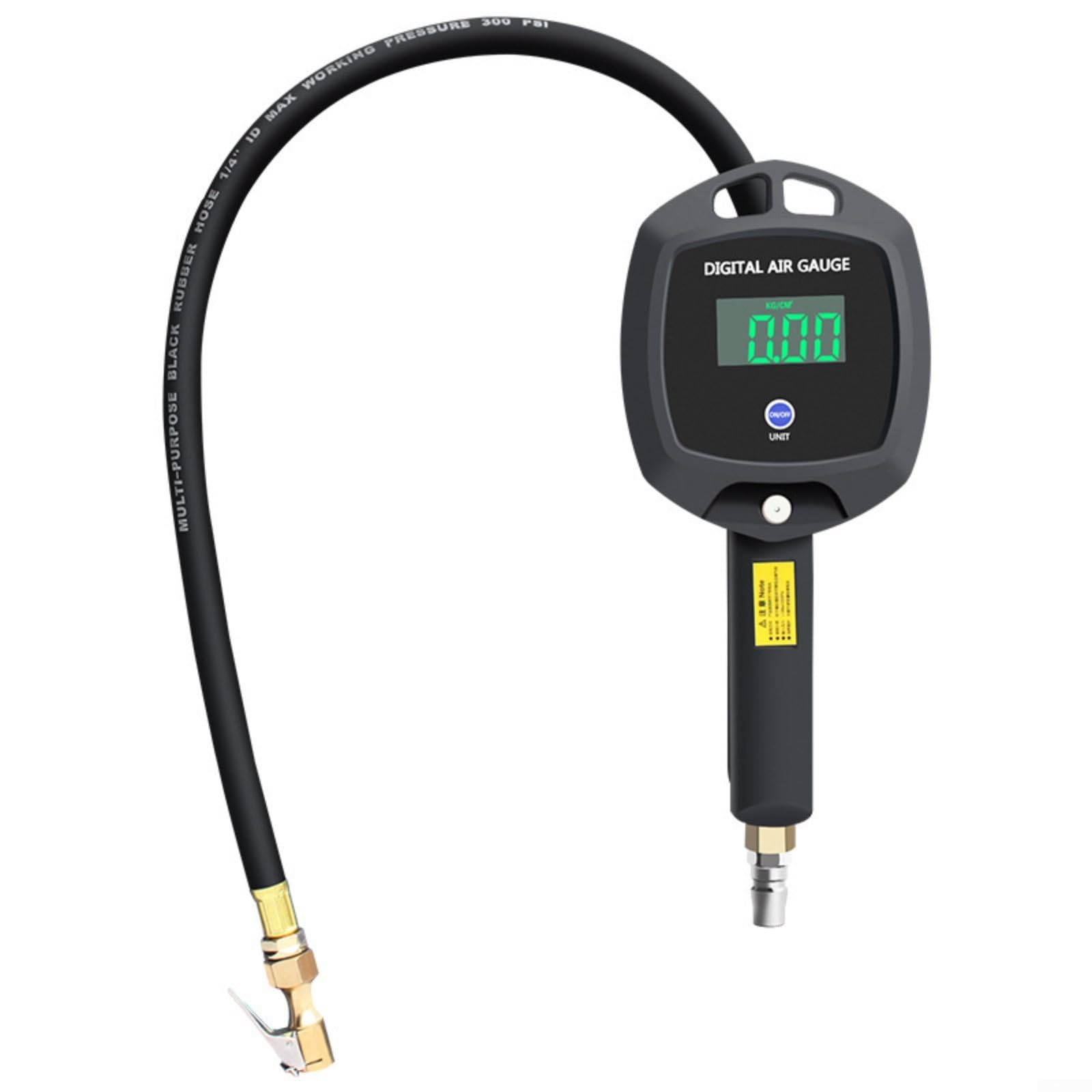 Manomètre numérique de pression des pneus 0,01 bar précis - Valve de vidange - Noir