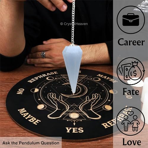 Image of Certified Blue Calcite Pendulum Dowsing Tool - Natural Crystal Pendulum for Spiritual Guidance - Premium Dowser Pendulum for Accurate Divination and Energy Healing - Perfect for Energy Healing and Chakra Balancing - Handcrafted with Precision and Elegance