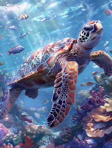 Broderie diamant poisson tortue 5D DIY peinture diamant bricolage adultes 50x70cm