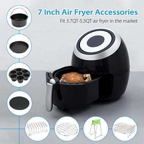 12 PCS Air Fryer Accessories, 7 Inch Air Fryer Accessories Fits All 3.7QT-5.3QT Air Fryer, 7in Deep Fryer Accessories, Dishwasher Safe and Nonstick, Compatible with Gowise USA, Phillips, Power, Cozyna - Thumbnail 3