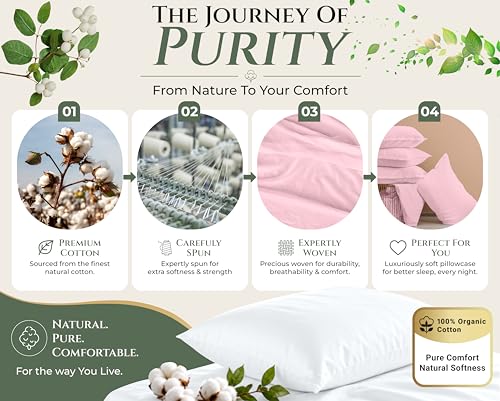 Image of Royale Linens 100% Cotton Pillow Cases Standard Size Set of 2 - Percale Pillowcase - Pink Pillow Cases Super Soft Cooling & Breathable Hotel Cotton Pillowcases, Fits Standard Pillows (20 inchx26 inch, Pink)