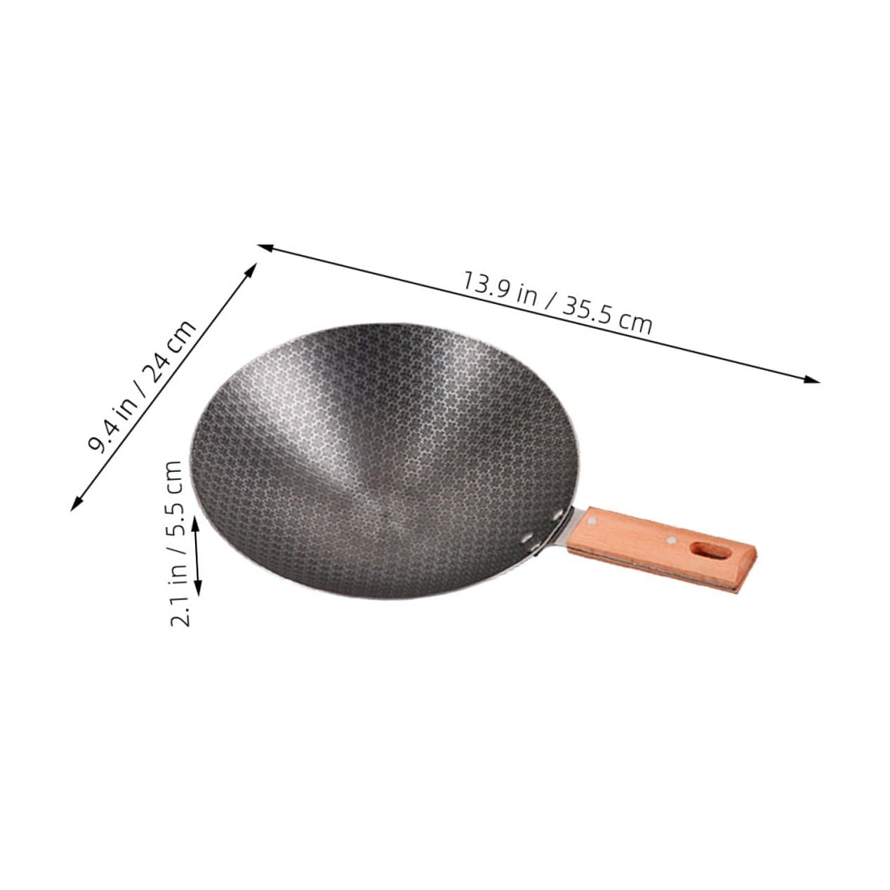 Homoyoyo Padella Wok Piccola in Ferro Manico in Legno per Esterno