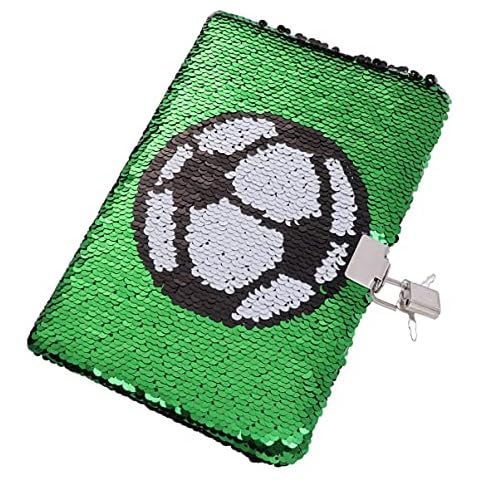 TOYANDONA Football Diary for Boys with lock and keys, Sequin Journal Notebook Kids Diary School Travel Notebook Gift ( Green ) Cover