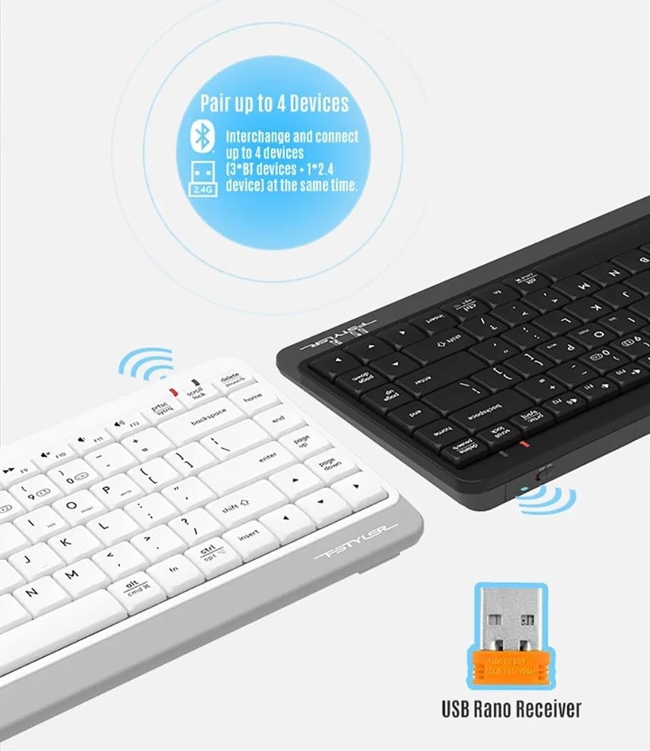 A4TECH F.STYLER FBK11 Keyboard with USB Receiver and Bluetooth pairing