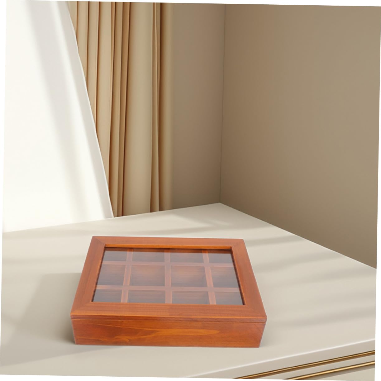 Sosoport Holz Teebeutelbox mit Sichtfenster und Fächeraufteilung für Lebensmittel Trockenfrüchte Obst und Snacks für Zuhause und Schreibtisch