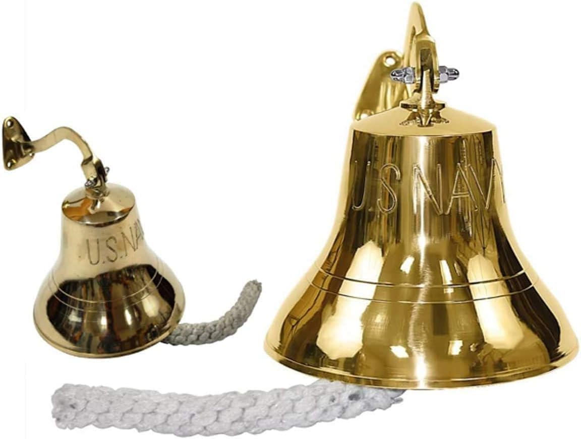 Nautical Brass Ship Bell Large 7inch / 180mm, Pub Bell, Wall Mountable Bell Home Decor Rustic Vintage Home Decor Gifts