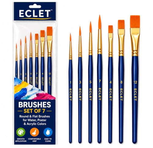 Image of Eclet Craft Painting Brushes Set of 12 Professional Round Pointed Tip Nylon Hair Artist Acrylic Paint Brush for Acrylic /Watercolor /Oil Painting (7)
