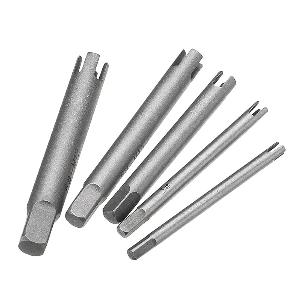 Juego de 5 guías extractoras de machos de roscar dañados M5-M12, Herramienta para Quitar machos de roscar Rotos, Juego de Llaves y Brocas.