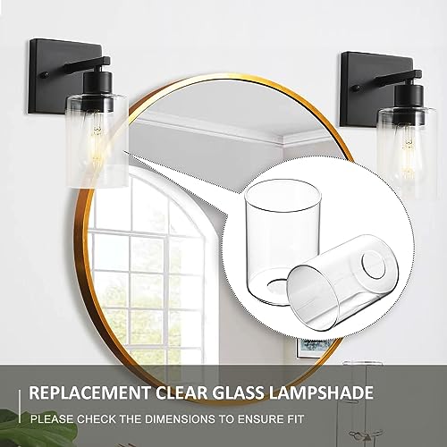 Image of Clear Glass Shade, Cylinder Glass Lamp Shade Lampshade Replacement for Lighting Fixture, Ceiling Fans, Chandelier, Table Lamps, Wall Lamp
