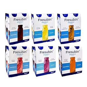 Fresubin Energy Drink - Mischkarton Hochkalorische Trinknahrung von Fresenius Kabi in 6 Geschmacksrichtungen, 300 kcal pro Flasche (200 ml (24er Pack), Mischkarton)