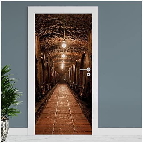 Finest Folia Türfolie 90x200 cm Türtapete Türposter Folie für Tür Wohnzimmer Kinderzimmer Küche Türaufkleber Bad Aufkleber selbstklebend TF01 (02 Weinkeller)