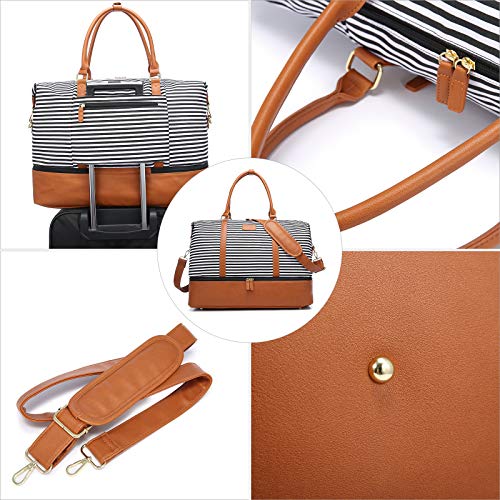 Canvas Travel Duffel Bags Sucipi Weekend Bag with Shoe Compartment for Airplanes Waterproof Overnight Carry on Weekender Duffle Bag Hospital Bags for Labor and Delivery Large PU Leather Tote Bags for Women girls Mommy Bag for Hospital with Toiletry Bag (X-Large)