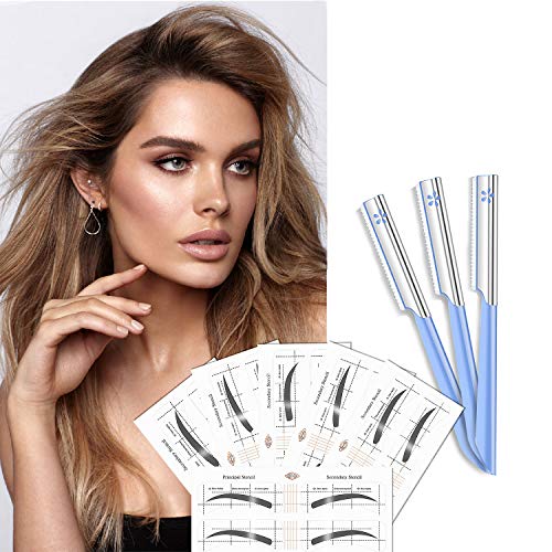 Eyebrow Stencil with Eyebrow Razor - Brow Stencil Ruler Shaping Template for DIY Grooming – Eyebrows Grooming Stencil Kit Reusable Styling Tool, 6 Unique Styles, 36 pairs (Stencils+Razors)