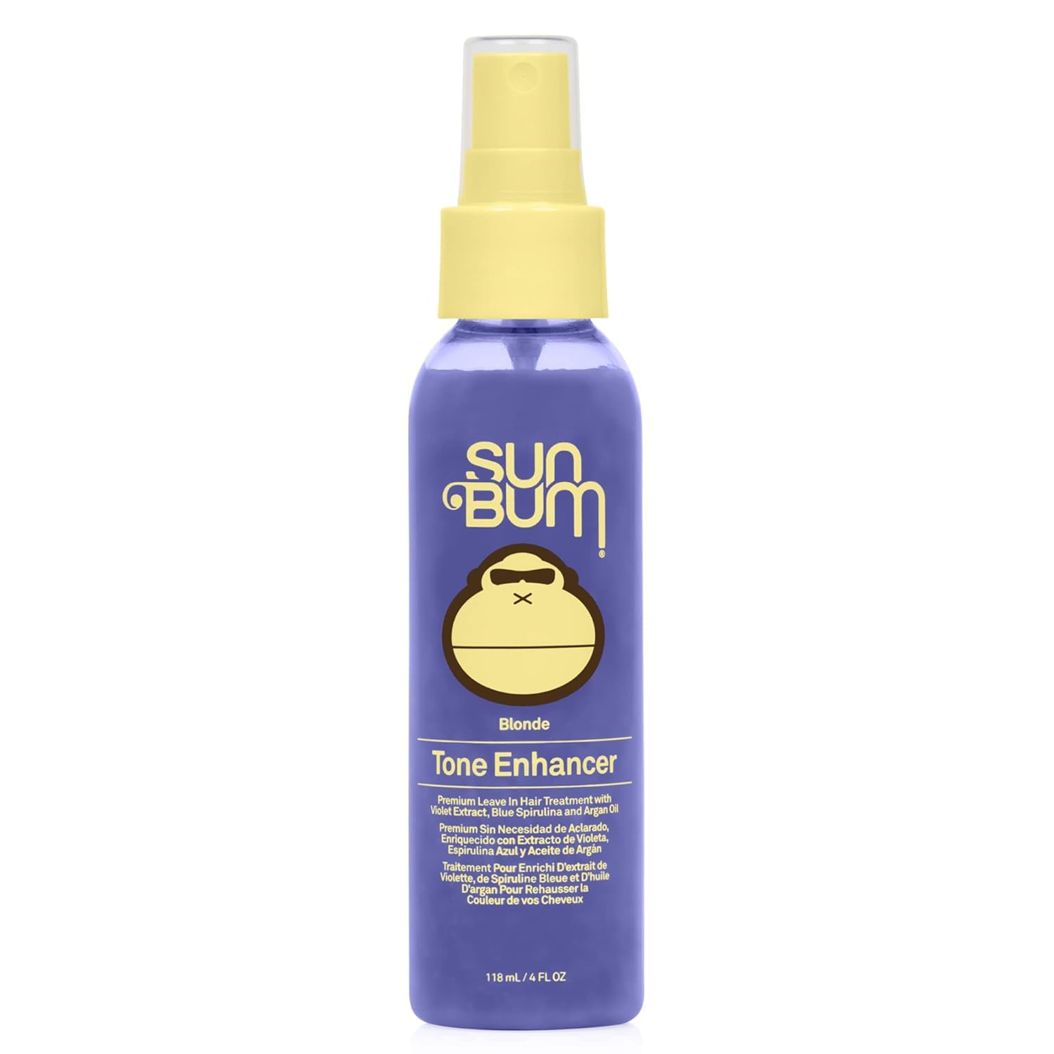 Sun Bum Potenciador de tono rubio, tratamiento sin enjuague morado sin crueldad, perfecto para cabello rubio natural y tratado con color, 118 ml