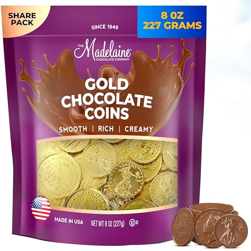 Madelaine Gold Chocolate Coins for St. Patrick’s Day - Individually Wrapped Candy Basket Fillers – Assorted Sizes 8 Oz Chocolates Gold Coins - St. Patrick’s Day Candy Holiday Treats & Party Favors