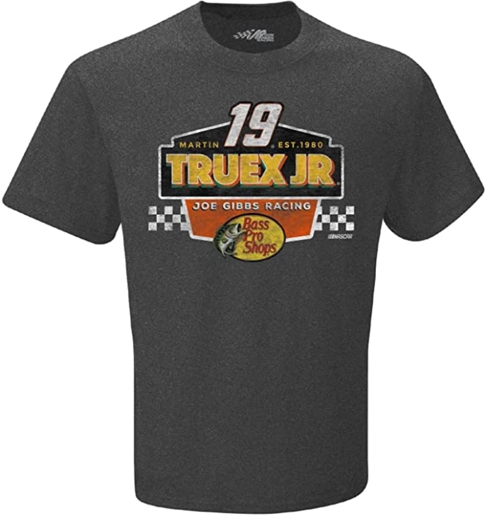 Checkered Flag SportsMens NASCAR 1-Spot Vintage Dual-Blend T-Shirt-Charcoal Heather