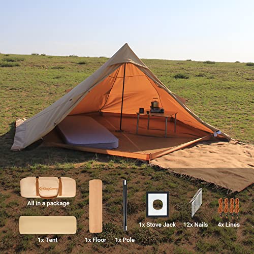 Kingcamp Torino Hot Tent With Stove Jack Wind-Proof Canvas Tent For 4 Seasons Camping Teepee Hot Tent With Snow Skirt Hiking Hunting Luxury Camping Tipi Tent thumb #2