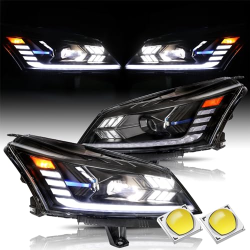 LESEM FULL Bi-LED Headlight Assembly Fit for 2013-2017 Chevy Traverse Replacement OE Full Led Headlamp Pair Set