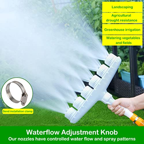 Optifit® Garden Water Pipe Sprayer 6 Nozzle Irrigation Sprinkler Larger Irrigation Area Garden Sprayer Nozzle with Flow-Adjustment Connector for Agricultural Irrigation Lawn Garden Watering Plants