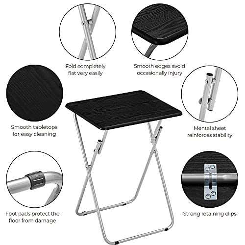 Aingoo Tv Trays Set Of 2, Folding Snack Tables No Assembly Required, Tv Trays For Eating At Couch Sofa, Black #TOP4