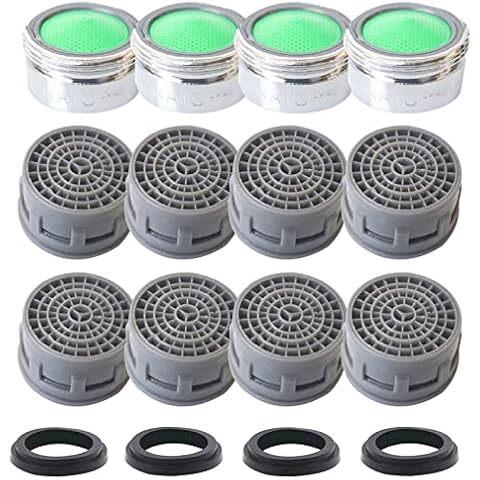 12 Pieces Faucet Aerators Water Tap Aerators Faucet Flow Restrictor Replacement Parts Insert Aerator for Bathroom or Kitchen,comes with 4 Leak-proof Gaskets Cover