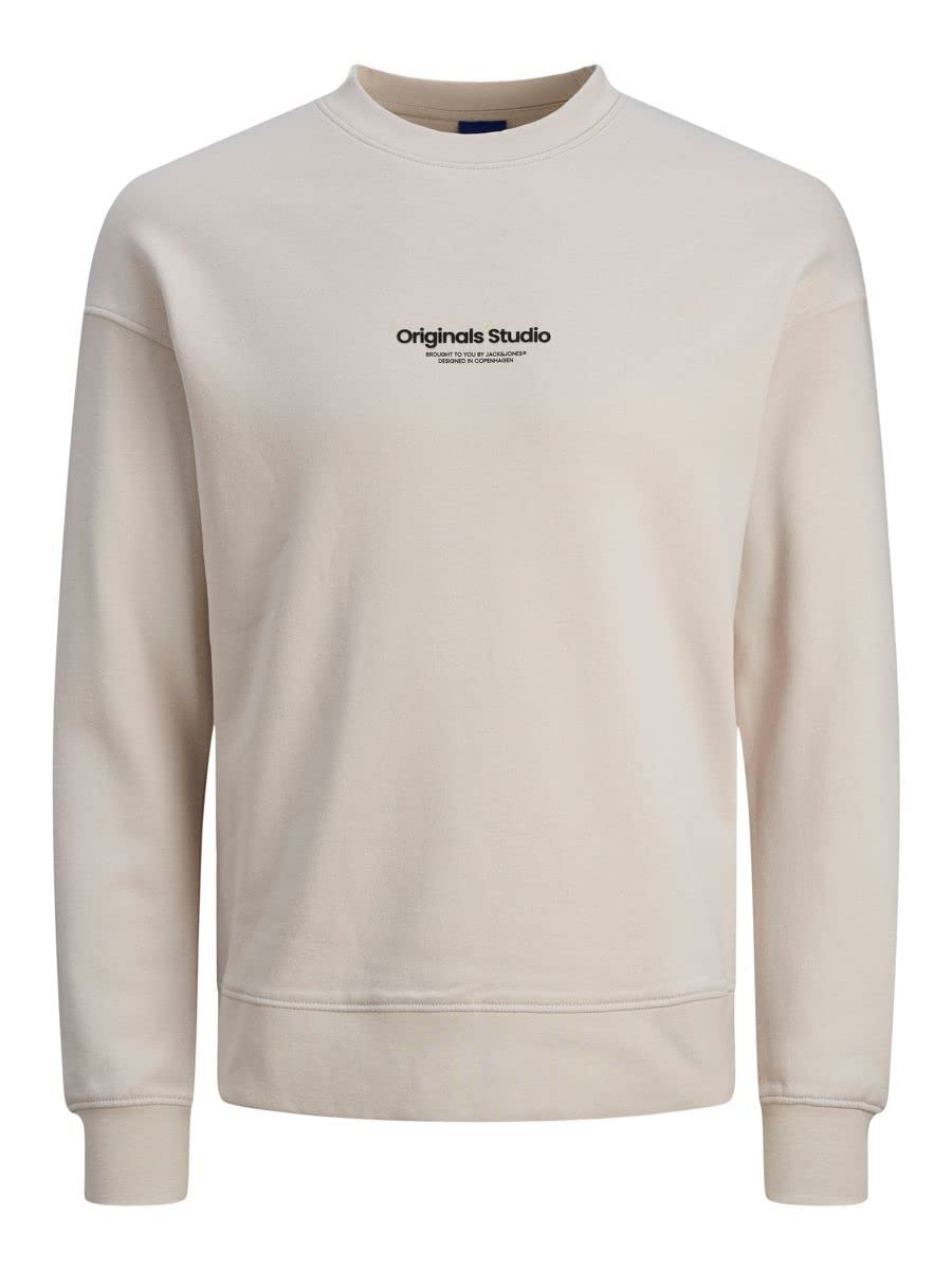 JACK & JONES Mens Jorvester Crew Sweatshirt Moonbeam XL
