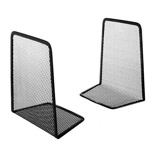 1 Pair Metal Mesh Desk Organizer Desktop Office Home Bookends Book Holder Black