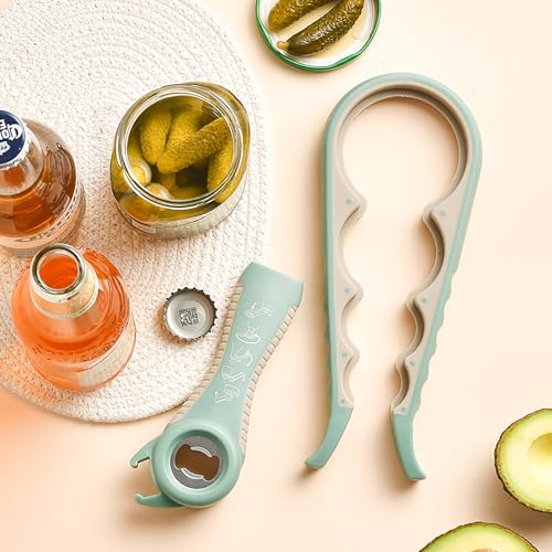 Bottle Opener for Arthritic Hand,Jar Opener for Old People, Children, Women, Those with Weak Hands,Multifunctional Kitchen Gadgets (A-Green)
