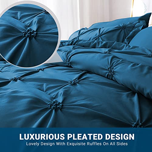 JOLLYVOGUE Queen Comforter Set 7 Pieces, Teal Bed in a Bag Comforter Set for Bedroom, Bedding Comforter Sets with Comforter, Sheets,Ruffled Shams & Pillowcases