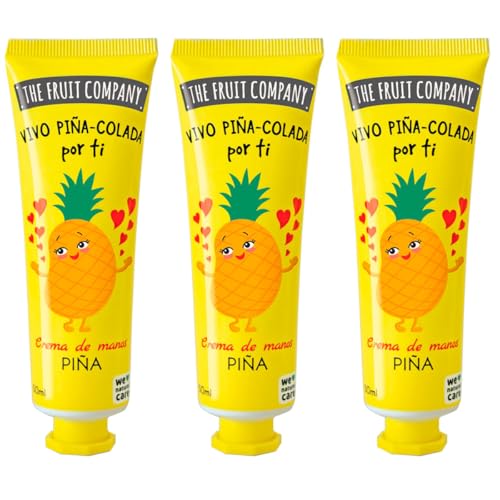 The Fruit Company - Crema per le Mani Ananas, confezione da 3 pezzi, con Aloe Vera e Camomilla, 50 ml