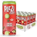 PLEZi FiZZ Carbonated Juice Drink - with Real Fruit Juice - 70% Less Sugar - Plus Vitamin C and Fiber - Low-Sugar Bubbly Beverages for Kids - Great Soda Replacement - Cherry Limeade (8.4 fl oz)