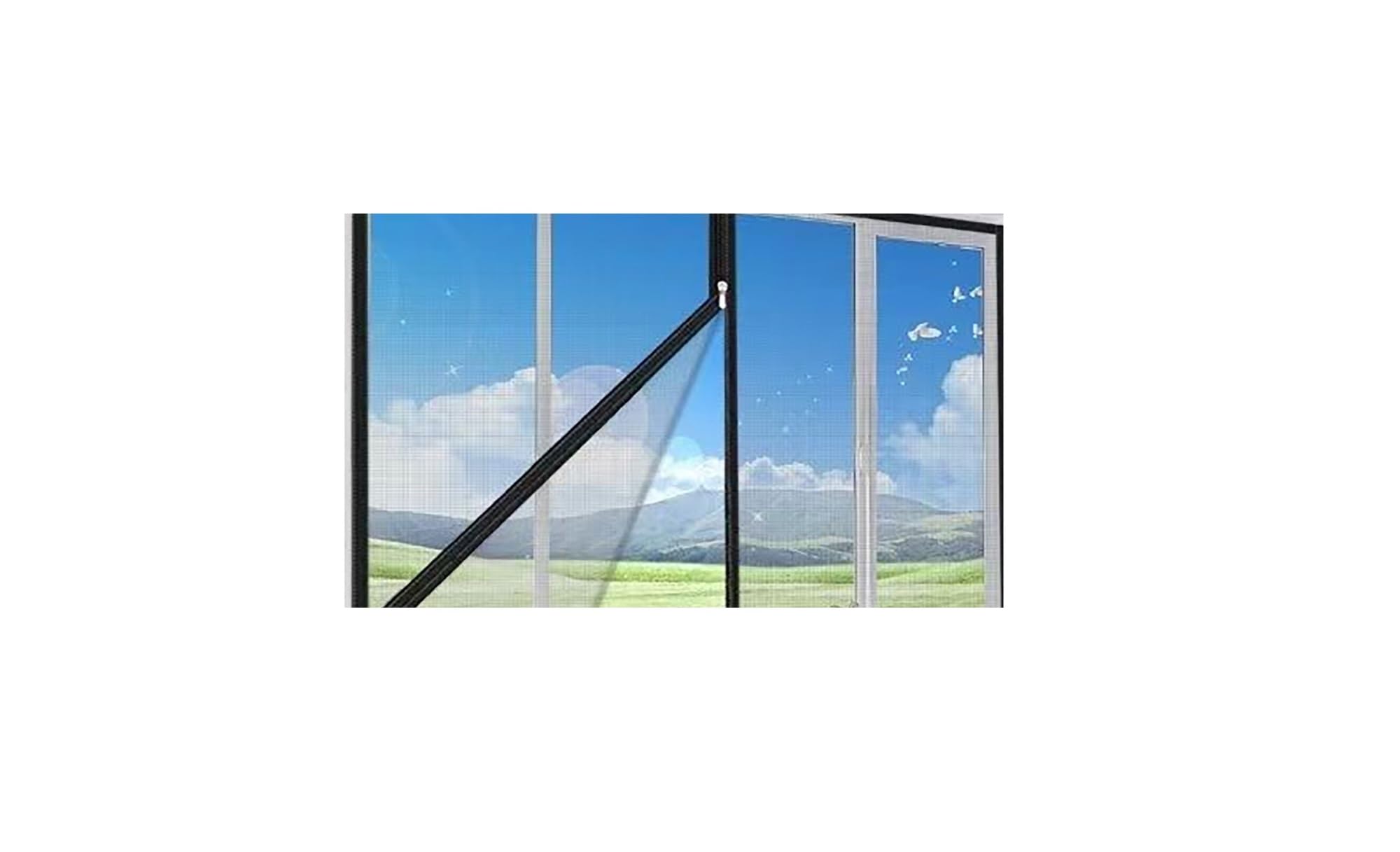 1pc Black Mosquito Screen Window Self-Adhesive Net Zippered Household(Black-Width 100cm,Height 150cm)