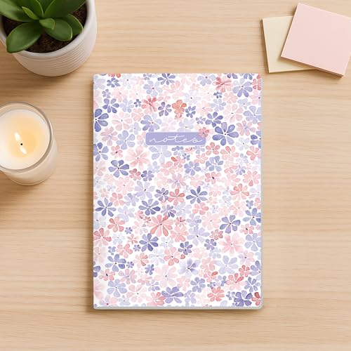 paper&you® Notizheft A5 liniert 64 Seiten, 90g/m² Premium-Papier, Notizbuch mit Softcover „Cute Blossoms“ für Schule, Büro & unterwegs – nachhaltig & klimafreundlich