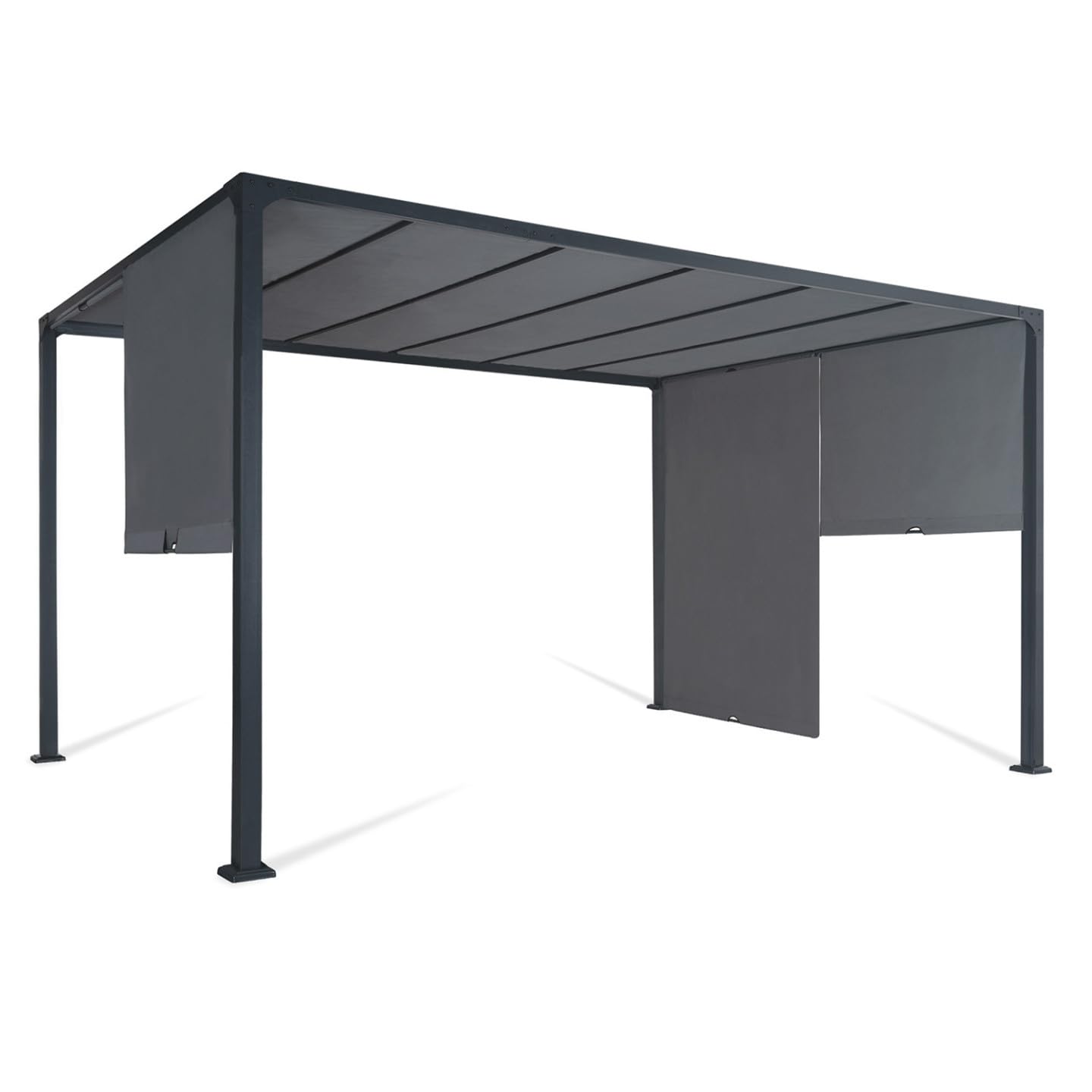 IDMarket - Pergola coulissante 2 pans 3x4 M belvédère de jardin toile gris anthracite