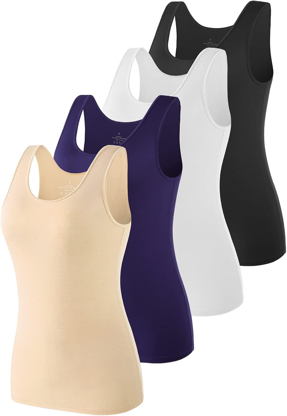 AMVELOP Elastic Tank Tops for Women Undershirts Pack of 4 SlimFit at