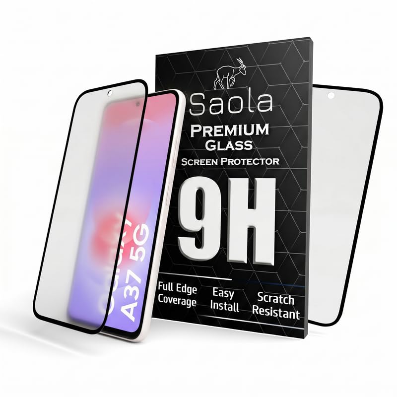 Image of Saola HD Matte Tempered Glass With 18H Hardness For Samsung Galaxy A37 5G (Pack Of 2) with Hassle-less Installation Kit. Full screen Coverage. 6.7 inch