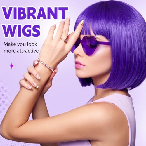 Image of Chunyin 2 Pieces Party Wigs and Sunglasses Set, Purple