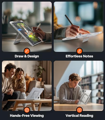 Image of TORRAS Ostand K1 Guardian for iPad Pro 13 inch Case 2025 M5 & 2024 M4, Ultra Stable Stand, Multiple Adjustable Viewing Angles, Slim Protective Kickstand iPad Pro 13 Case with Pencil Holder, White