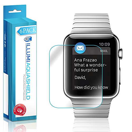 ILLUMI AquaShield Screen Protector Compatible with Apple Watch 42mm (Series 1,Series 2)(6-Pack) No-Bubble High Definition Clear Flexible TPU Film