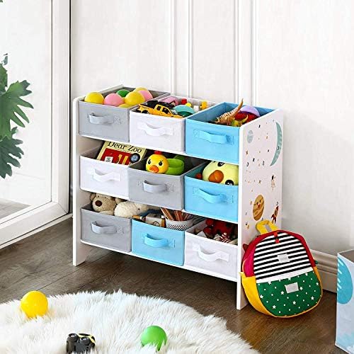 SONGMICS Children's Storage Shelf for Toys and Books, Toy Chest with 9 Removable Boxes UGKR33WT 4 51O7m7SwIML. AC