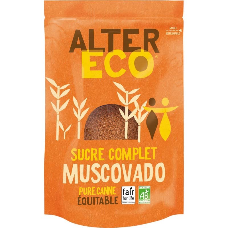 Alter Eco Sucre de Canne Complet Bio 500g - Poudre fine non raffinée pour une alimentation saine - Epicerie bio - Le Lot De 4