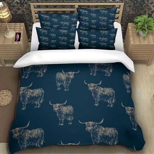 Microfibre bétail des Highlands parure de couette avec éclair caché 200x200 - 5